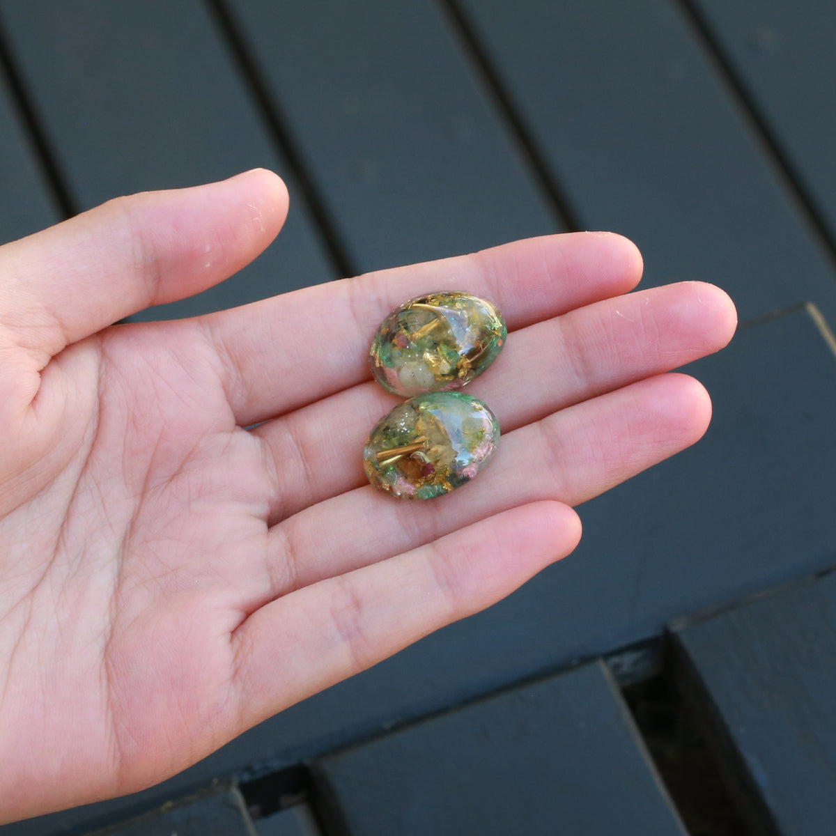 奧根能量耳釘 (橄欖石)