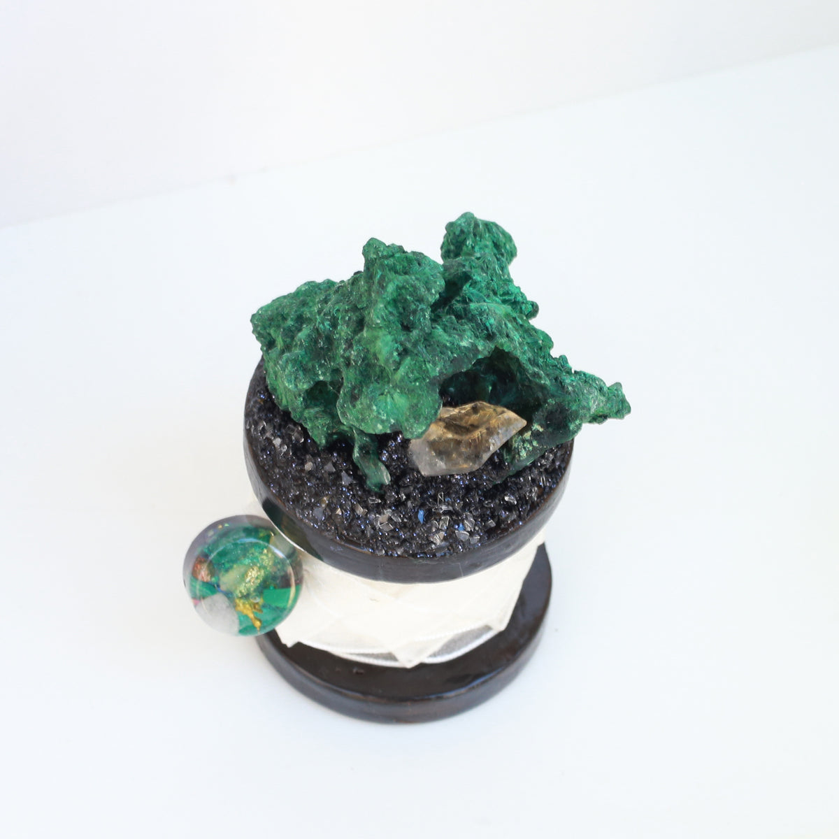 復古蕾絲水晶展示架(小) ~ 孔雀石 & 黃水晶